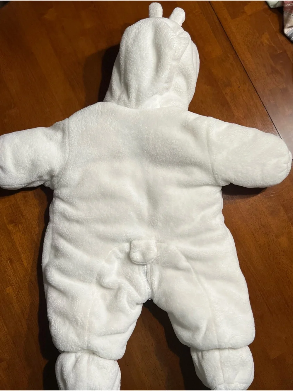 Cozy White Baby One-Piece Hooded Snowsuit